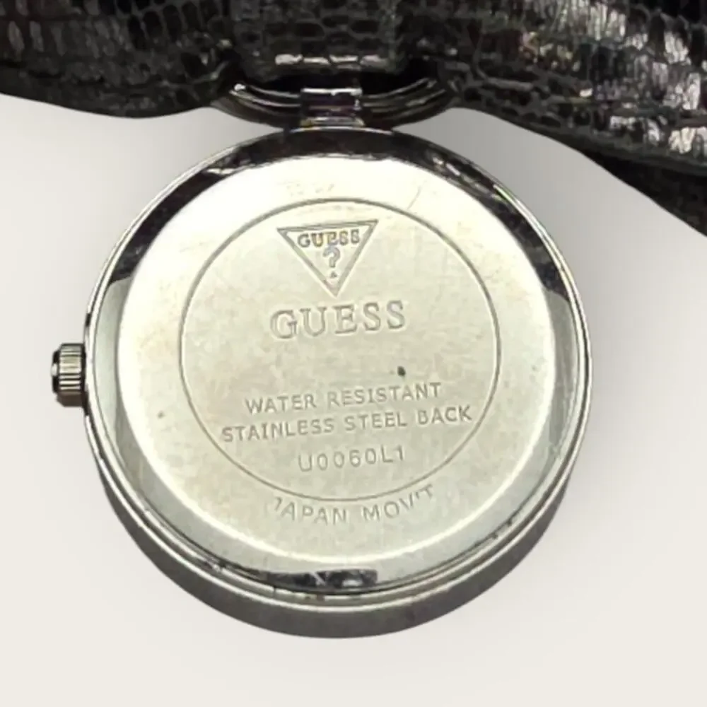 Guess Bow Wrap Watch Black Strap Crystal Bezel Bracelet Style Feminine Glam